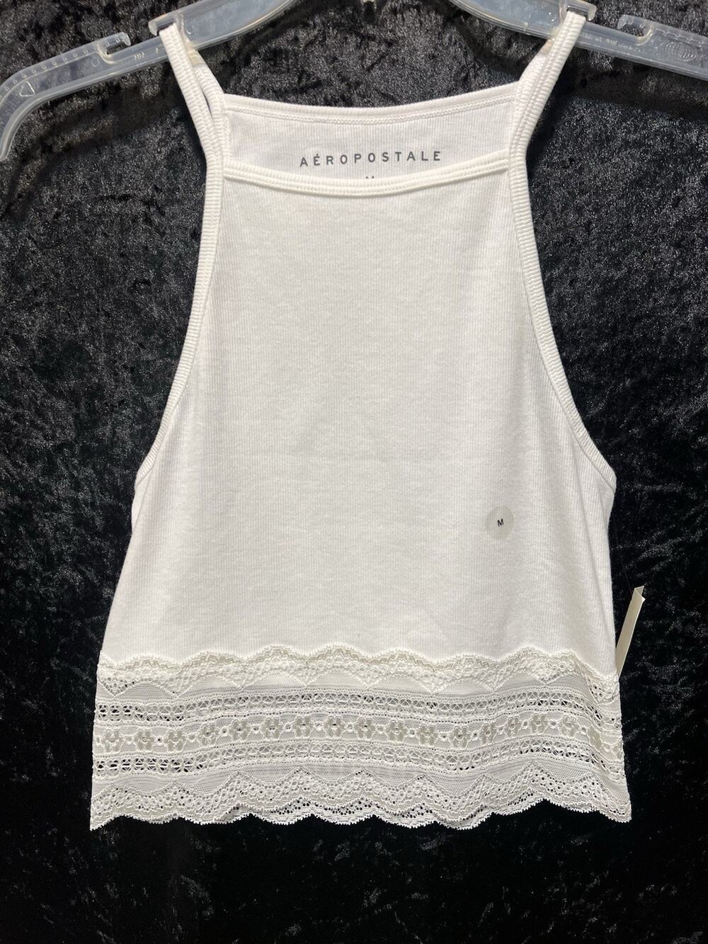 Aeropostale Women’s Crochet Trim Cropped Tank Top Size M NWT! Summer Beach